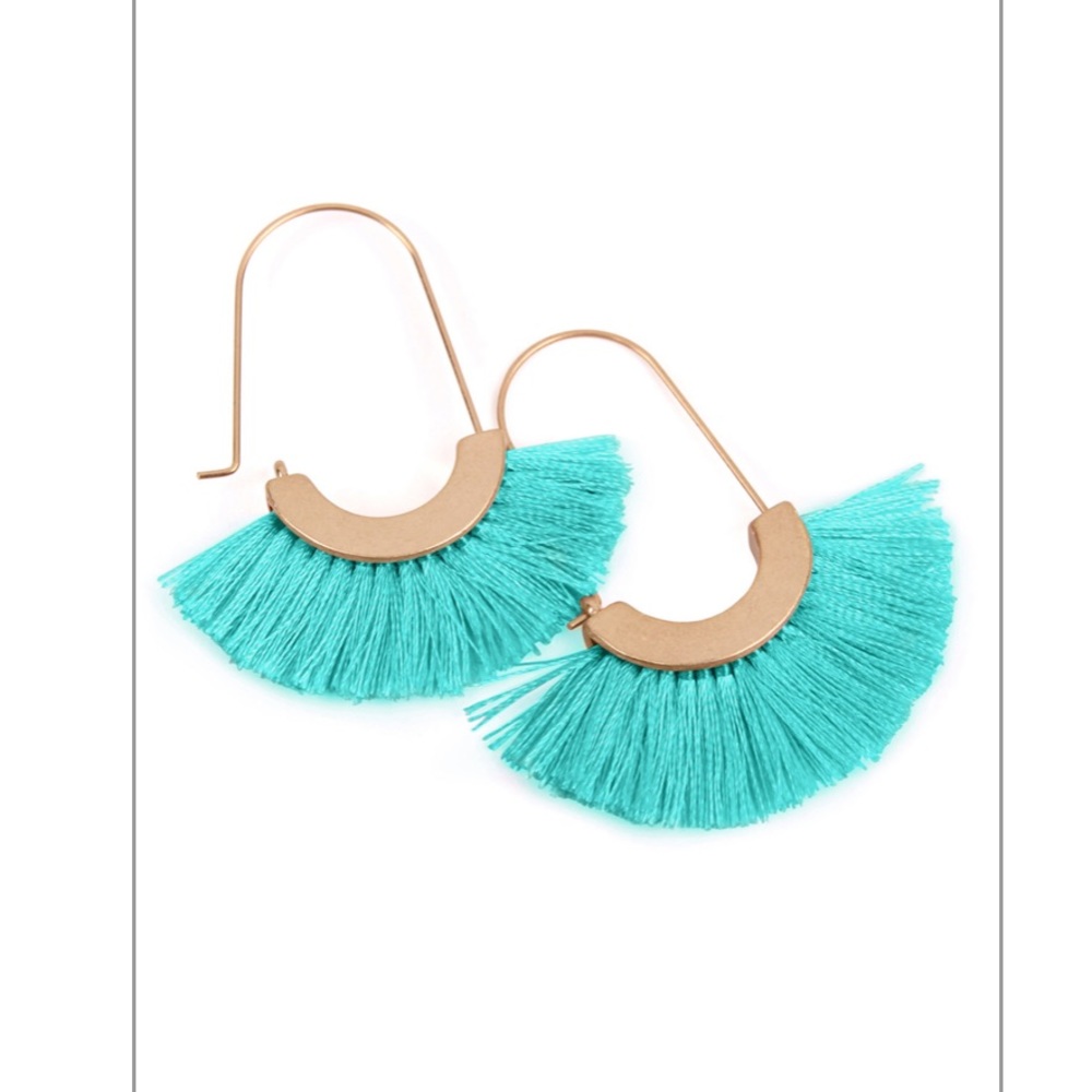 Turquoise Fringe Arc Earrings